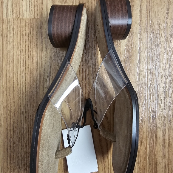 ZARA Clear Strap Brown Sole Sandals Women’s Size 7.5 US / 38 EUR - Picture 4 of 6